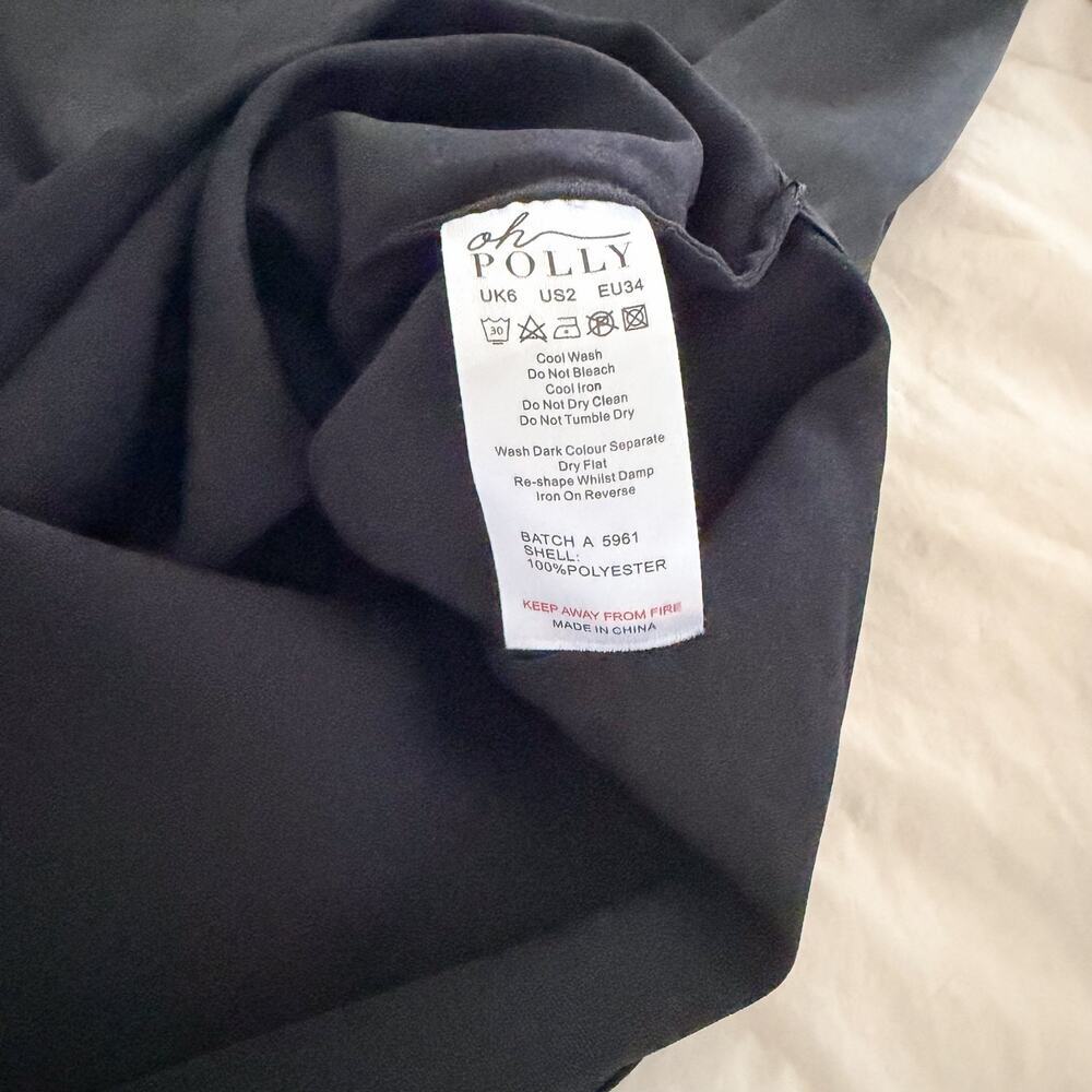 NWOT Oh Polly Black Cowl Neck Backless High Slit Maxi Dress US 2 - Picture 14 of 14